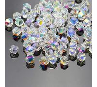 Dowarm 250PCS Bicone Crystal Beads 6MM, Faceted Bicone Glass Beads for Jewelry Craft Making, DIY Bracelet, Necklace, Dolls, Loose Spacer Beads (Crystal AB, 6MM)