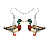 DOWAY Acrylic Charm Cute Quacker Mandarin Duck Earrings Drop Dangle Jewelry Farm Decoration for Women Girls Funny Party Gifts (Mallard Duck B)