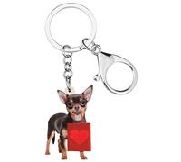 DOWAY Acrylic Chihuahua/King Charles Spaniel Keychain Pet Dog Pendant for Keyring Car Purses Key Decoration - black - Medium