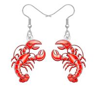 DOWAY Acrylic Colorful Ocean Earrings Dangling Crawfish Lobster Tropical Fish Jellyfish Conch Shell Jewellery Beachy Vacation Summer Gifts for Women Beach Lovers (Cherry)