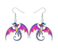 DOWAY Acrylic Cool Dragon Earrings Dangle,Halloween Dragon Gifts Fantasy Dino Dinosaur Earrings Wicked Jewellery for Women Halloween Costume Accessories (Purple)