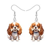 DOWAY Acrylic Cute Cavalier King Charles Spaniel Gifts Dog Earrings Dangle Puppy Charms Animals Jewellery Dog Lover Gifts for Women Mom Pet Owners (Beige)