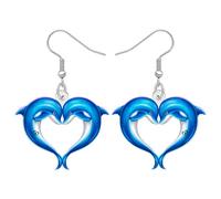 DOWAY Acrylic Cute Dolphin Earrings Dangle Ocean Jewellery Summer Hawaiian Beach Earrings Charms Dolphin Gifts for Women Mom Sea Animals Lovers (Navy)