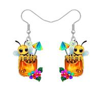 DOWAY Acrylic Cute Honeybee Bee Earrings Dangle Bug Insects Honey Bee Jewellery Spring Summer Garden Gifts for Women Gardener Grandma (Honey)