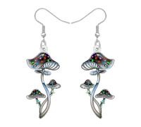 DOWAY Acrylic Funny Mushroom Earrings Drop Dangle Quirky Spring Summer Jewellery Weird Gifts for Women Mom (Black)