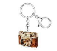 DOWAY Acrylic Nostalgia Camera Keychain Keyring 70s 80s Accessories Camera Gifts for Photographers Women Girls Purse Charms (Coffee)