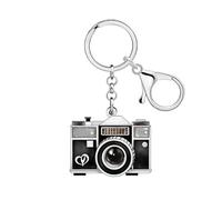 DOWAY Acrylic Nostalgia Camera Keychain Keyring 70s 80s Accessories Camera Gifts for Photographers Women Girls Purse Charms (Black)