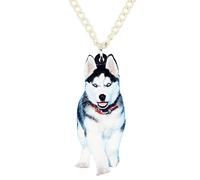 DOWAY Acrylic Novelty Handsome Siberian Husky Necklace Dog Pendant Pet Jewelry for Women Girls Charm Party Gifts black