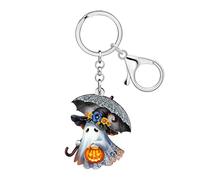 DOWAY Acrylic Weird Ghost Keychain,Wacky Halloween Key Chain Accessories Odd Gifts for Women Girls Backpack Bag Key Charms (Grey)