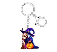 DOWAY Acrylic Wicked Witch Keychain,Novelty Halloween Keychains Witchy Accessories Purse Charms Witchy Gifts for Women Girls (Purple)
