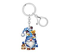 DOWAY Blue Winter Gnome Keychain Charms,Acrylic Christmas Key Chain Xmas Santa Accessories Christmas Gnomes Gifts for Women (Blue)