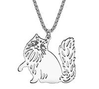DOWAY Cute Cat Gifts for Cat Lovers Stainless Steel Cat Necklace Pendant 18K Gold Plated Cats Jewelry Gifts for Women Teen Girls Accessories (Ragdoll Cat Silver)