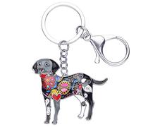 DOWAY Cute Enamel Dog Keychain Keyring Pets Dog Keyrings for Women (Black Labrador)