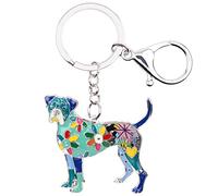 DOWAY Cute Enamel Dog Keychain Keyring Pets Dog Keyrings for Women (Blue Boxer Dog)