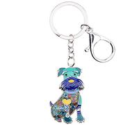 DOWAY Cute Enamel Dog Keychain Keyring Pets Dog Keyrings for Women (Blue Schnauzer)