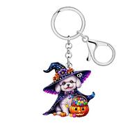 DOWAY Cute Halloween Dog Keychain,Acrylic Pumpkin Halloween Keychain Accessories Dog Lovers Gifts for Women Girls Bag Charms (Goldendoodle)