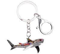 DOWAY Enamel Alloy Ocean Shark Keychain Keyring, Charm for Women Girls Bag Purse Pendant Gift Jewelry - black - Medium
