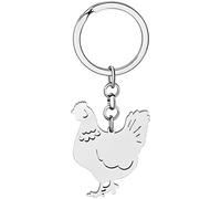 DOWAY Enamel Chicken Keychain Key Chain Keyring Cute Chickens Gifts for Women Girl Wallet Bag Handbag Charms (Silver B)
