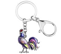 DOWAY Enamel Chicken Keychain Key Chain Keyring Cute Chickens Gifts for Women Girl Wallet Bag Handbag Charms (Lilac)