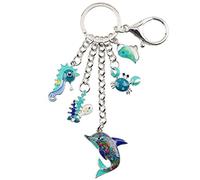 DOWAY Enamel Crab Keychain Ocean Pendant for Purse Handbags Car Key Rings Gift (Navy)