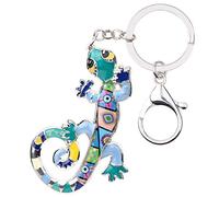 DOWAY Enamel Cute Lizard Gecko Keychain Keyring Charm for Handbags Purses Bags Belts Decor Gift (Blue)
