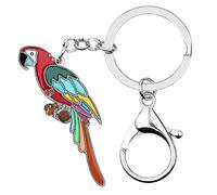 DOWAY Enamel Macaw Parrot Keychain Car Key Charms Purse Handbags Pendant Bird Keyring Gifts (Multicolor)