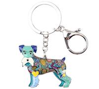 DOWAY Enamel Mini Schnauzer Keychain Pet Dog Keyring for Women Men Handbags Purses Bags Belts Decor - blue - Medium