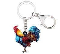 DOWAY Farm Chicken Rooster Keychain Keyring Bag and Belt Loop Accessory for Kids Adults Party Jewelry Gifts (Multicolor)