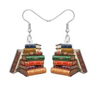 DOWAY Fun Acrylic Book Earrings Dangle Back to School Jewellery Bookish Gifts for Book Lovers Readers Women Librarian Graduation Teacher Appreciation Gifts (Brown)