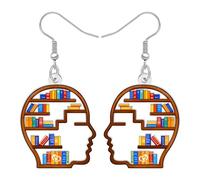 DOWAY Fun Acrylic Book Earrings Dangle Back to School Jewellery Bookish Gifts for Book Lovers Readers Women Librarian Graduation Teacher Appreciation Gifts (Beige)
