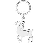 DOWAY Stainless Steel Goat Gifts for Goat Lovers Cute Goat Keychain Rings Goats Jewelry Car Keys Accessories Animals Charms (Silver Plated)