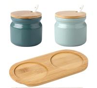 Dowbom 300ml Storage Jar, Sugar Container, Sugar Jar, Sugar Bowl With Lid And Spoon, Sugar Pot, Sugar Dish (Multi Set of 2-A)