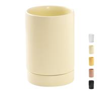 Dowbom Ceramic Kitchen Utensil Holder for Countertop - Spoon, Spatula, Chopstick Organizer Crock in Beige