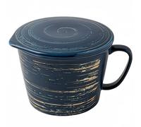 Dowbom Ceramic Ramen Bowl With Handle and lid, Large Noodle Cup With Lid, Deep Soup Bowl Microwave Safe. (Blue,30oz)