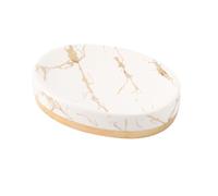 Dowbom Ceramics Marble Pattern Soap Dishes for Bar Soap, Porcelain Soap Saver, Oval Soap Tray, European Style Soap Holder (White,Oval), FZ001