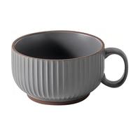 Dowbom CeramicSoup Mug With 450ml Microwave Soup Bowl, Ceramic Soup Mug Small Soup Bowl (Gray)