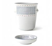 Dowbom Japanese Ceramic Cutlery Drainer For Chopstick, Drain Rack, Cutlery Holder With Handle, Chopstick Holder For Kitchen (Blue,4")