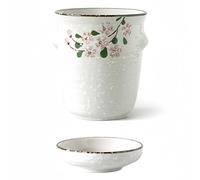 Dowbom Japanese Ceramic Cutlery Drainer For Chopstick, Drain Rack, Cutlery Holder With Handle, Chopstick Holder For Kitchen (Flower,4")