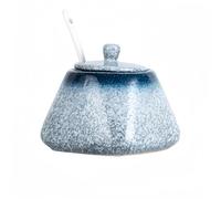 Dowbom Japanese Sugar Bowl With Lid And Spoon, Sugar Pot, Sugar Container Spice Jar (Blue,12 OZ), DB-TG-003
