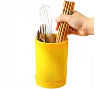 Dowbom Kitchen Utensil Crock, Ceramic, Yellow, 4" Countertop Holder, 14-15 Piece Capacity