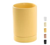 Dowbom Kitchen Utensil Holder for Countertop, Spoon Spatula Organizer, Ceramic Cooking Utensil Crock, Cutlery Holder, Chopstick Holder (Yellow)