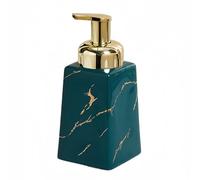 Dowbom Marble Ceramic Foaming Soap Dispenser, Foam Soap Dispenser with Gold Pump, Hand Foaming Dispenser, for Barthroom Kitchen (Green,14oz)
