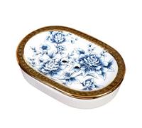 Dowbom Soap Holder, Ceramic Soap Holder,Water Outlet Design Soap Dishes, Porcelain Soap Saver, Soap Tray (Blue)