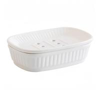 Dowbom Solid Color Soap Holder, Ceramics Bar Soap Holder, Soap Dishes for Bar Soap, Porcelain Soap Saver, Detachable Soap Tray (White,5.3")
