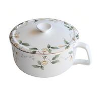 Dowbom Soup Bowl With Lid, 1000ml Porcelain Ramen Bowl, Instant Noodle Microwave Safe, Large Soup Mug (White-A)