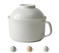 Dowbom Soup Bowl with Lid, 1000ml Porcelain Ramen Bowl, Instant Noodles, Microwave, Large Soup Mug (White)