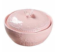 Dowbom Soup Bowl With Lid, Shallow Bowl, Udon Noodle Bowl, Ramen Bowl Ceramic, Pho Bowls Large (Pink,24oz)
