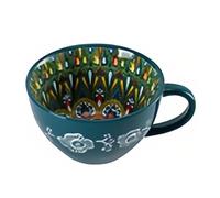 Dowbom Soup Cup With Handle, 400ml Microwave Soup Bowl, Ceramic Soup Mug, Breakfast Bowl, Bouillon Cup (Green)