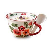 Dowbom Soup Mug With Handle And Spoon, Breakfast Bowl For Cereals, Soup Bowl Microwave Soup Bowl Safe (B,21oz)