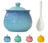 Dowbom Sugar Bowl With Lid And Spoon, Colorful Sugar Jar, Sugar Pot Storage Jar, Sugar Container, Sugar Dish (Blue,250ml)